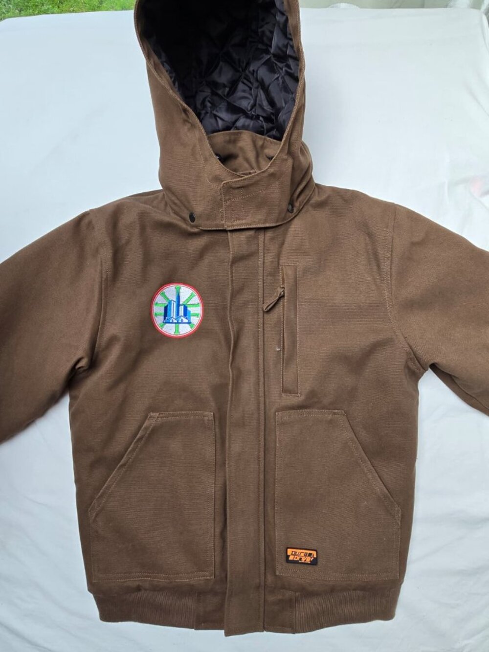 DuraDrive Brown Hooded Workwear Jacket – Size M